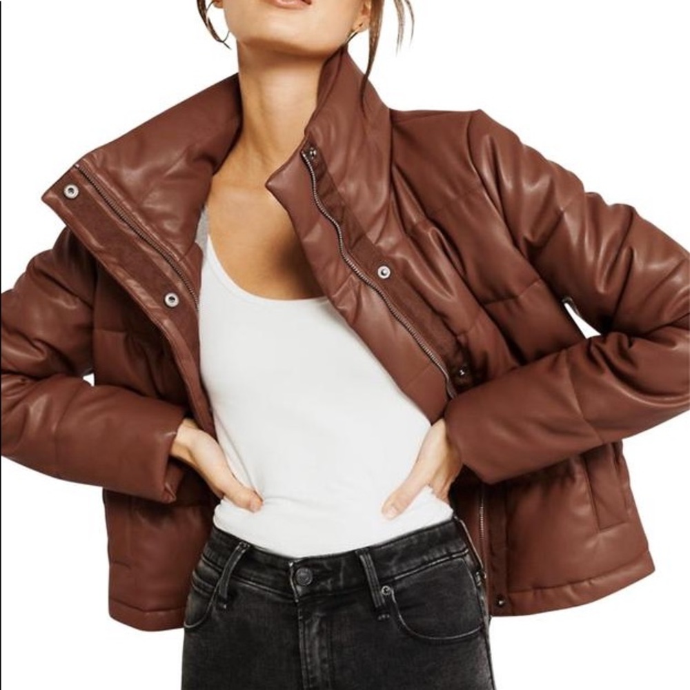 A&F Vegan Leather Mini Puffer 🤎✨